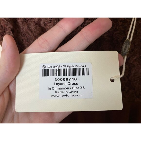 Joyfolie Layana V-Neck Stretch Lace Dress in Cinnamon Size XS - Picture 7 of 10